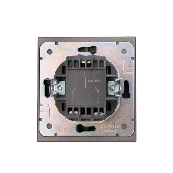 Выключатель STRONG 2 кл для жалюзи возвратный 10А с/у графит KRANZ