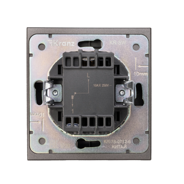 Выключатель STRONG 1 кл возвратный 10А с/у графит KRANZ