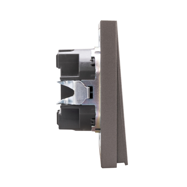 Выключатель STRONG 2 кл с подсветкой 10А с/у графит KRANZ