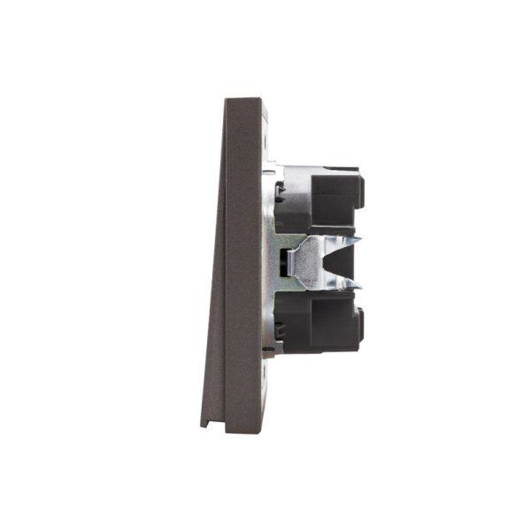 Выключатель STRONG 1 кл проходной (переключатель) с подсветкой 10А с/у графит KRANZ