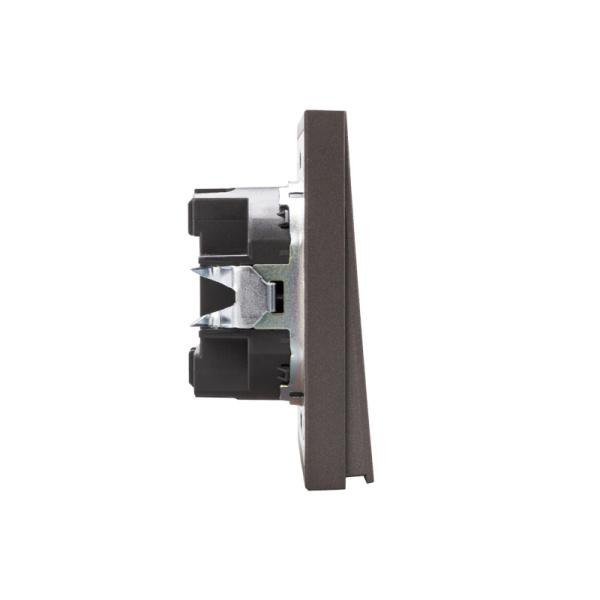 Выключатель STRONG 1 кл проходной (переключатель) с подсветкой 10А с/у графит KRANZ