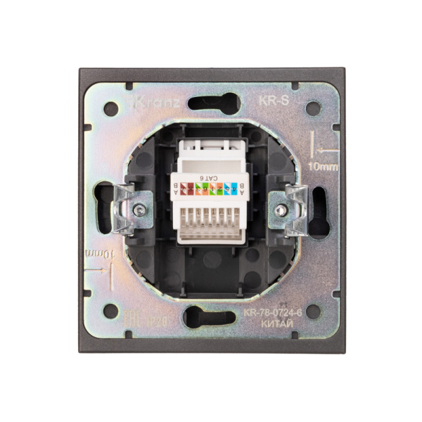 Розетка STRONG компьютерная RJ45 кат6 с/у графит KRANZ