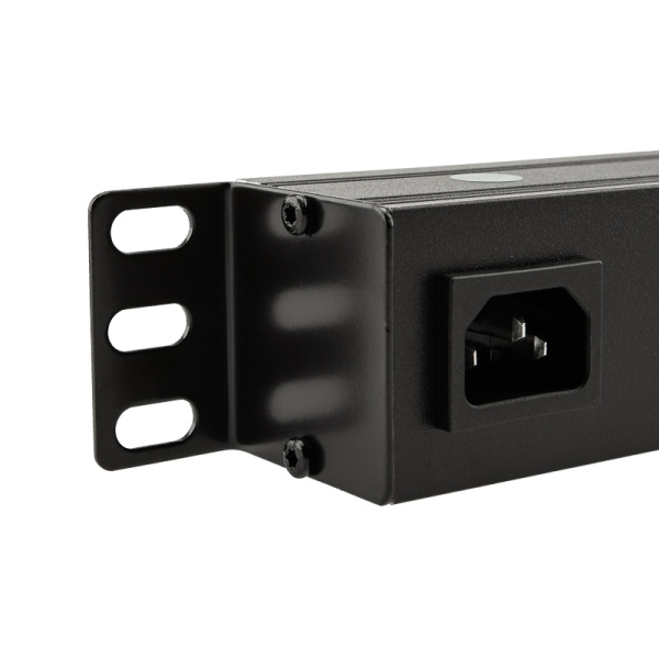 Блок распределения питания для 19" шкафов, горизонтальный, 8 розеток СЕЕ 7/4, 10A, выкл, алюм корп, гнездо C14 REXANT