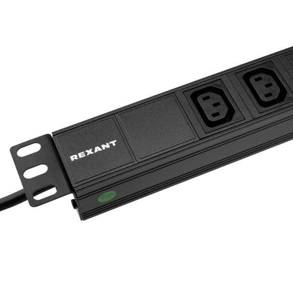 Блок распределения питания для 19" шкафов, горизонтальный, 8 розеток C13, 10A, без выкл, алюм корп, шнур 2м, вилка C14 REXANT
