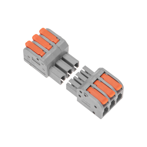 Клемма СМК 222-423R проходная разъемная 3 полюса серая 0,2-2,5/4мм² (блистер 5 шт/уп) REXANT