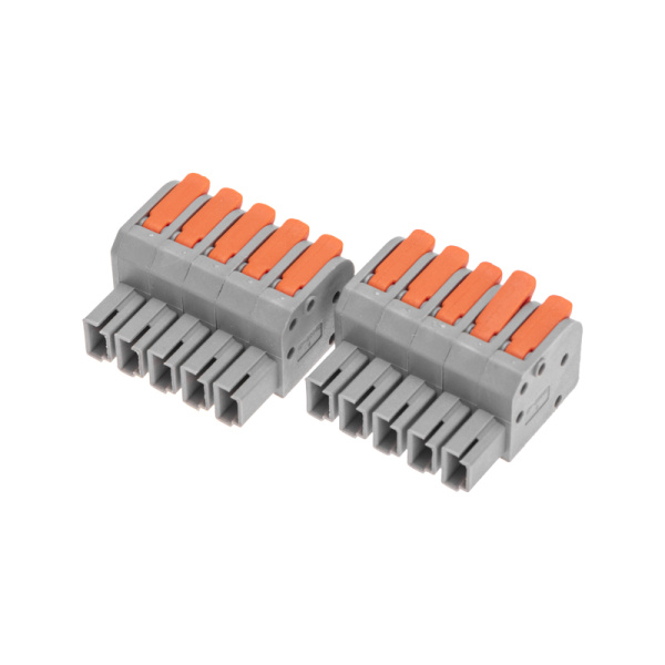 Клемма СМК 222-425R проходная разъемная 5 полюсов серая 0,2-2,5/4мм² (блистер 3 шт/уп) REXANT