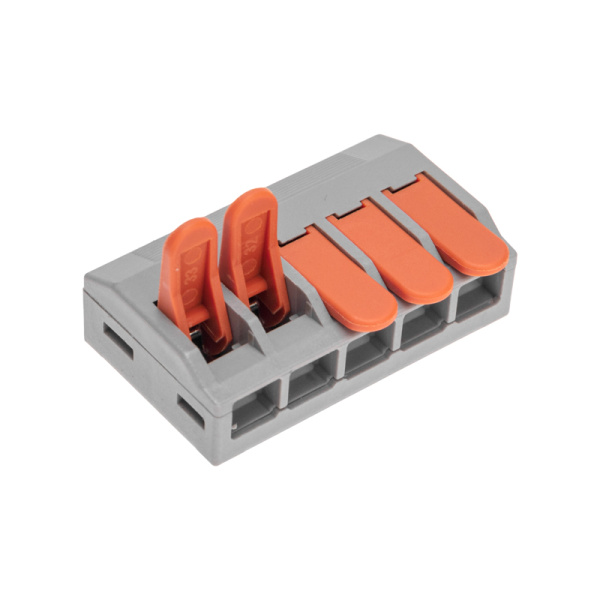 Универсальная клемма СМК 222-615/221-615, 5-проводная серая 0,5-4/6 мм² (блистер 5 шт/уп) REXANT