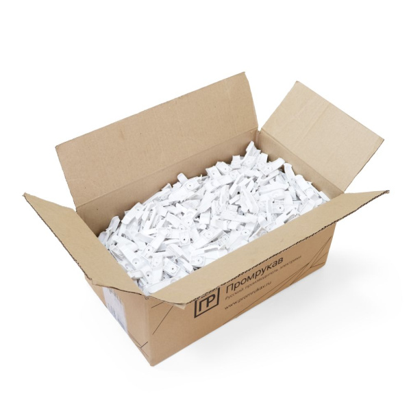 Держатель плоского кабеля односторонний для прямого монтажа на 2 места в гофроящике белый (1200 шт/кор) Промрукав