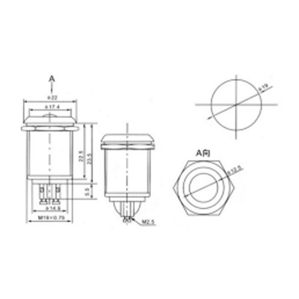 Кнопка антивандальная Ø19 Б/Фикс (2с) OFF-(ON) выпуклая (PBS-28В-4) REXANT