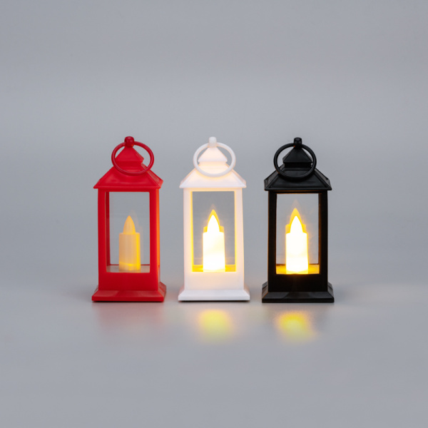 Фонарь декоративный (фигура) со свечкой 5,5х5,5х12,5см, цвет корпуса белый/красный/ черный, цвет свечения теплый белый, питание 3xLR1130 (в комплекте) NEON-NIGHT