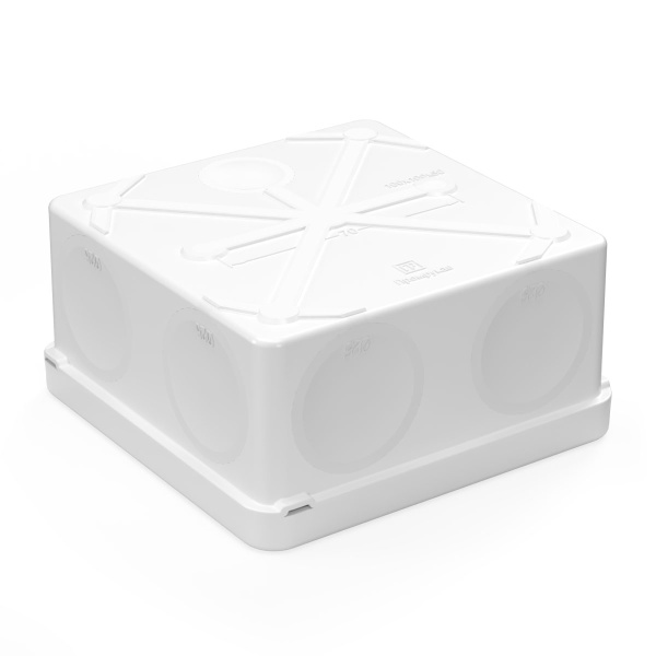 Коробка распределительная 60-0300-9003-ПП для ПМ двухкомпонентная безгалогенная (HF) белая 100х100х50 с противопожарной пластиной (66шт/уп) Промрукав