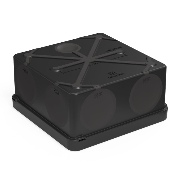 Коробка распределительная 60-0300-9005-ПП для ПМ двухкомпонентная безгалогенная (HF) черная 100х100х50 с противопожарной пластиной (66шт/уп) Промрукав