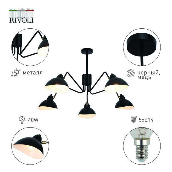 Люстра Rivoli Geraldine 4101-305 5 х Е14 40 Вт дизайн