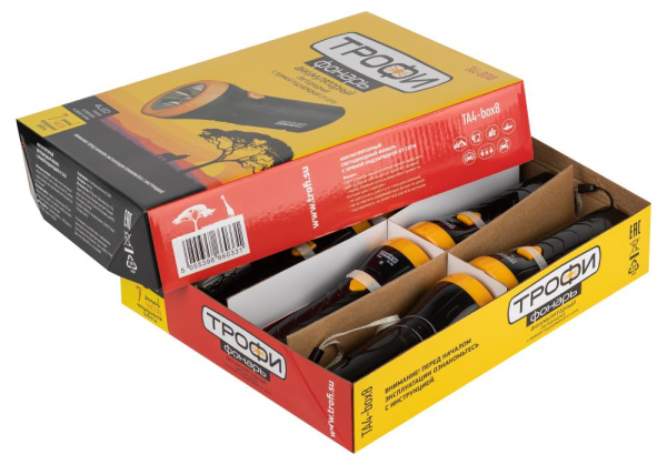 Светодиодный фонарь Трофи TA4-box8 ручной аккумуляторный промо-бокс 8шт