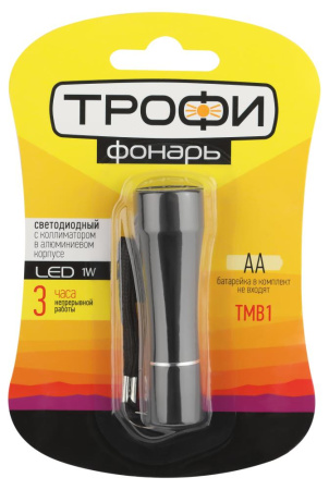 Светодиодный фонарь Трофи TMB1 ручной на батарейках алюминиевый