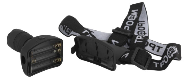 Фонарь налобный светодиодный Трофи Налобные GB-301 на батарейках мощный яркий 2 режима черный с регулируемым фокусом