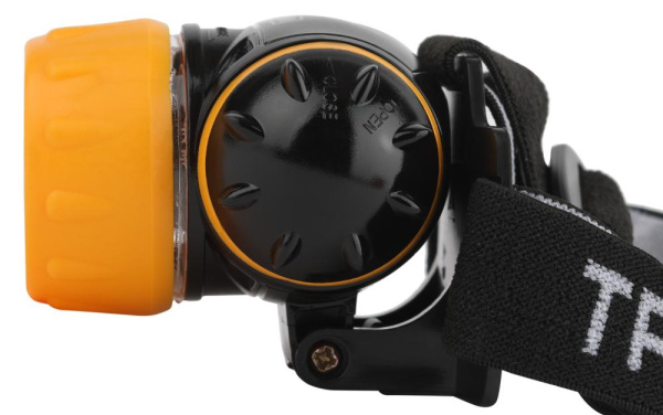 Фонарь налобный светодиодный Трофи GB-302 на батарейках яркий 4 режима оранжево-черный