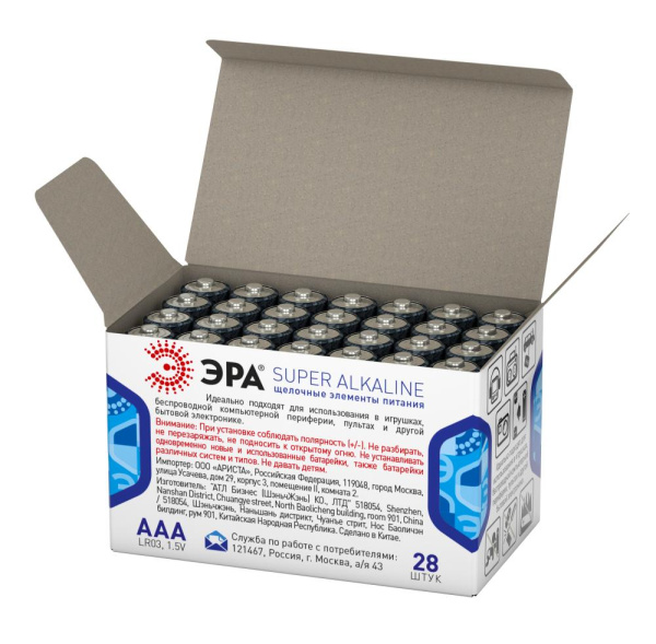 Батарейки ЭРА LR03-28 box SUPER Alkaline (28/1120/44800)