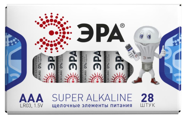 Батарейки ЭРА LR03-28 box SUPER Alkaline (28/1120/44800)