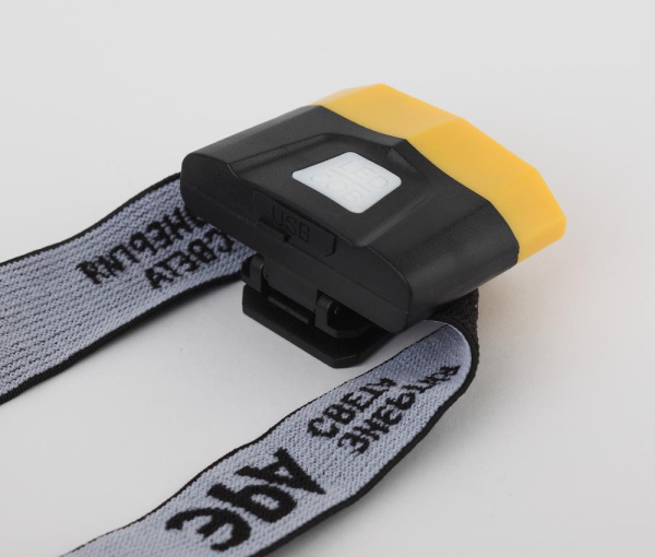 Фонарь налобный светодиодный ЭРА Рабочие GA-804 аккумуляторный яркий 4 режима желто-черный