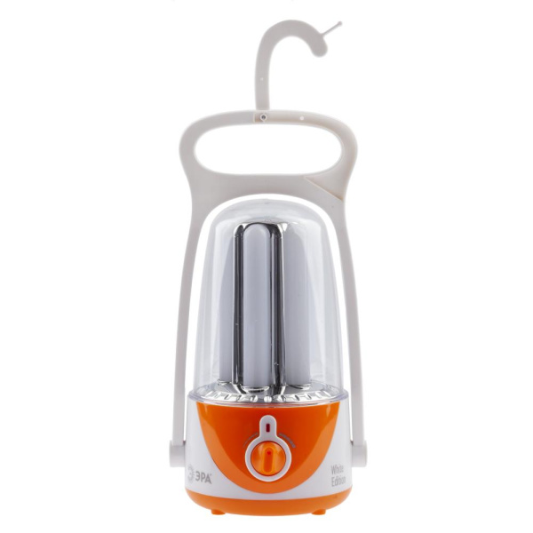 Фонарь кемпинговый светодиодный ЭРА KA55S аккумуляторный с диммером и складным крючком яркий светильник бело-оранжевый