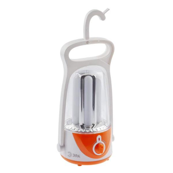 Фонарь кемпинговый светодиодный ЭРА KA55S аккумуляторный с диммером и складным крючком яркий светильник бело-оранжевый