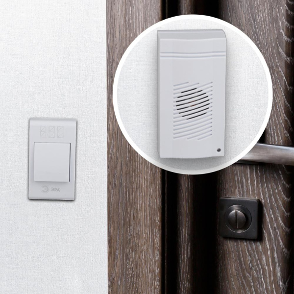 Звонок дверной ЭРА C51 беспроводной белый 32 мелодии