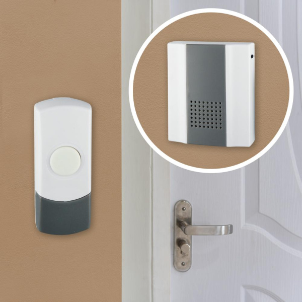 Звонок дверной ЭРА D65 проводной белый с серым 25 мелодий