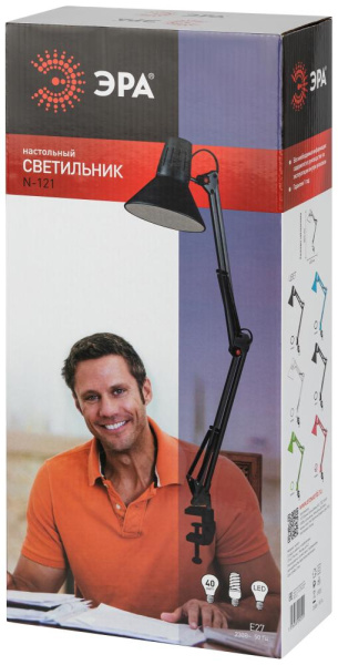 Настольный светильник ЭРА N-121-E27-40W-P Е27 на струбцине розовый