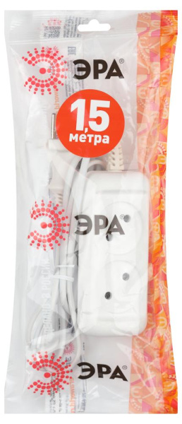 Удлинитель электрический ЭРА  UX-2-1,5m без заземления 2 розетки 1,5м ШВВП 2x0,75мм2 6А