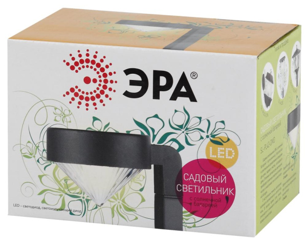 SL-PL42-DMD ЭРА Садовый светильник на солнечной батарее, пластик, черный, 42 см (24/672)