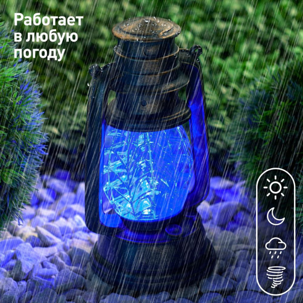 SL-RSN23-LANT-BU ЭРА Садовый светильник на солнечной батарее, полистоун, пластик, синий, 21,3 см (18