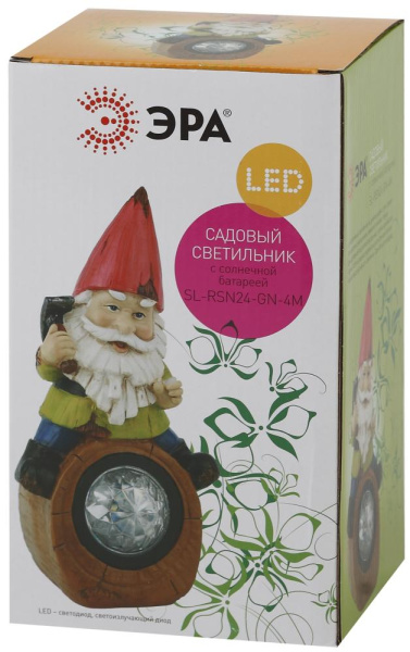 SL-RSN20-GN-3S ЭРА Садовый светильник на солнечной батарее, полистоун, цветной, 20,4 см (12/144)