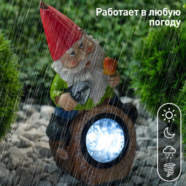 SL-RSN24-GN-4M ЭРА Садовый светильник на солнечной батарее, полистоун, цветной, 24,3 см (6/144)