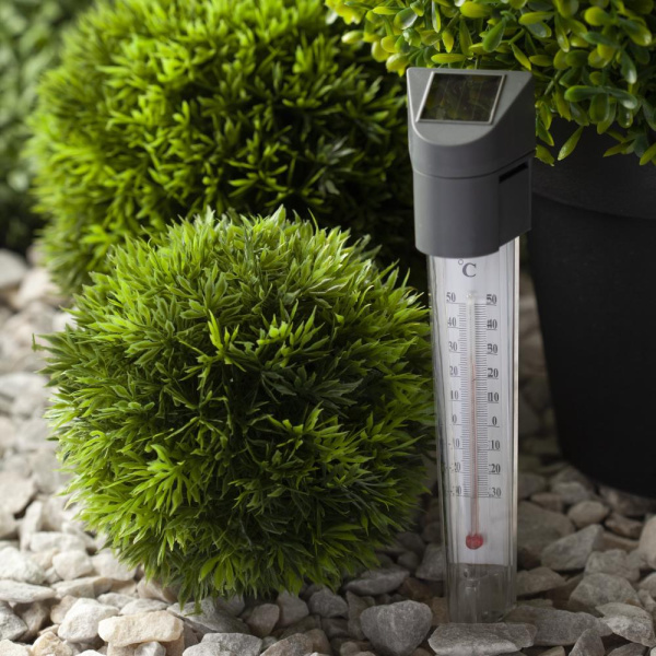 ERATR024-02 ЭРА Садовый светильник-градусник на солнечной батарее, сталь, пластик, серый, 33 см (48/1440)