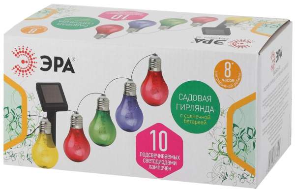 ERALM01-01 ЭРА Садовая гирлянда 10 подсвечиваемых  светодиодами лампочек (12/216)