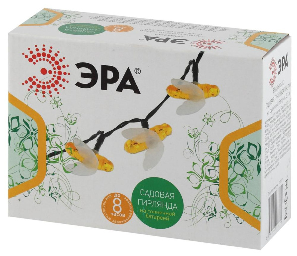 ERASG024-03 ЭРА Садовая гирлянда Пчелки на солнечной батарее, 5,8 м (24/432)