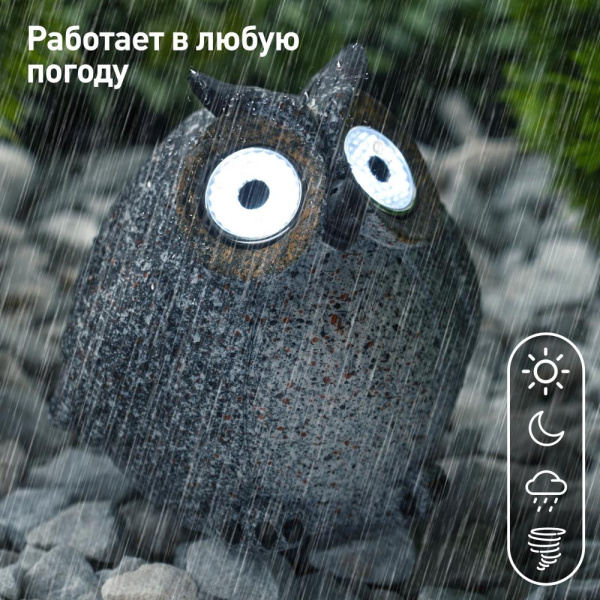 ERAFYS01-08  Светильник уличный ЭРА ERAFYS01-08  Сова серая  на солнечной батарее полистоун 11,5 см