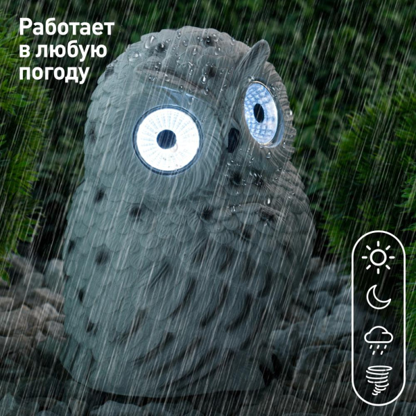 ERAFYS01-09  Светильник уличный ЭРА ERAFYS01-09  Полярная сова  на солнечной батарее полистоун 19 см