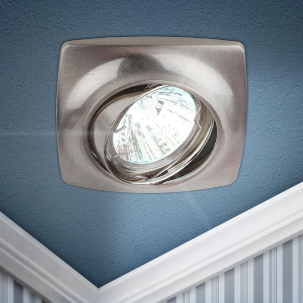 KL63A SN Светильник ЭРА литой пов. MR16,12V/220V, 50W сатин никел (100/1200)