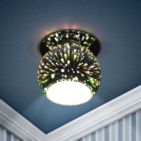 DK88-3 Светильник ЭРА декор   3D звездный дождь  G9,220V, 35W, серебро/мультиколор (50/700)