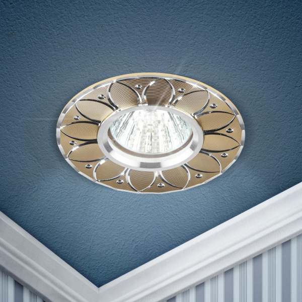 KL42 SL/GD Светильник ЭРА литой  "алюминевый  " MR16,12V/220V, 50W  серебро/золото (100/2100)