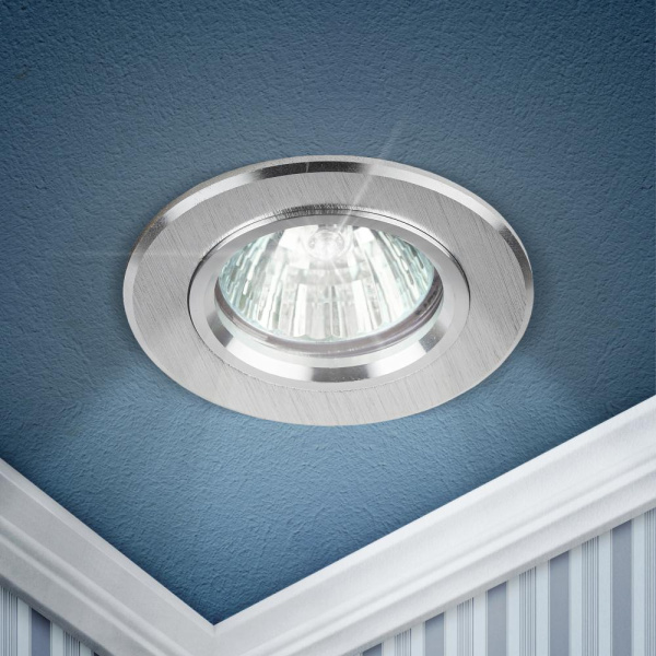 KL58 SL Светильник ЭРА литой  "алюминевый " MR16,12V/220V, 50W  серебро (100/2400)