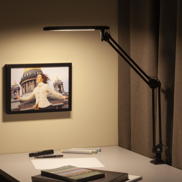 Настольный светильник ЭРА NLED-441-7W-BK светодиодный на струбцине черный