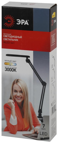 Настольный светильник ЭРА NLED-441-7W-S светодиодный на струбцине серебро