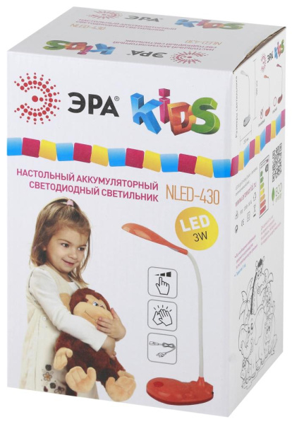 Настольный светильник ЭРА NLED-430-3W-OR светодиодный аккумуляторный оранжевый