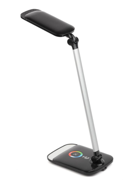 Настольный светильник ЭРА NLED-460-14W-BK-S светодиодный с ночником на основании черный с серебром