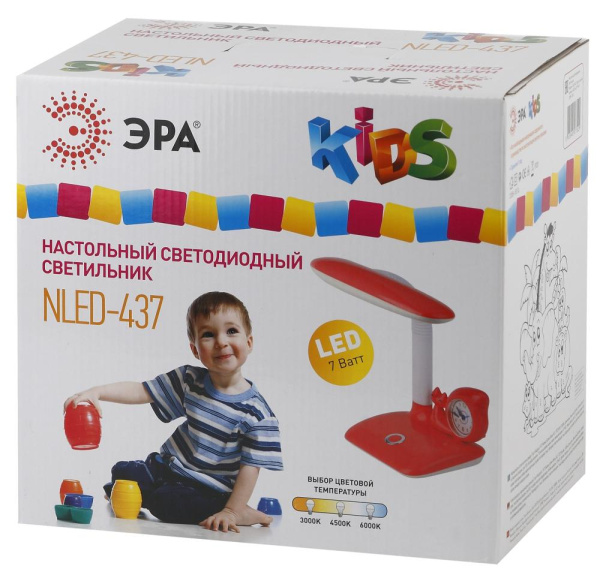 Настольный светильник ЭРА NLED-437-7W-GR светодиодный с часами зеленый