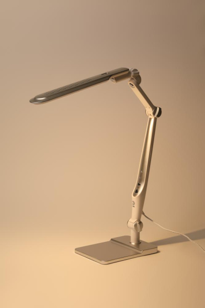 Настольный светильник ЭРА NLED-497-12W-S светодиодный на струбцине и с основанием серебро