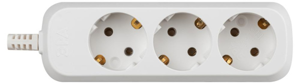 KX-3e  Колодка ЭРА KX-3e 3 розетки с зазeмлением белая